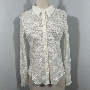Harlow Top Women M Semi Lace Sheer victorian Fairycore Cottagecore